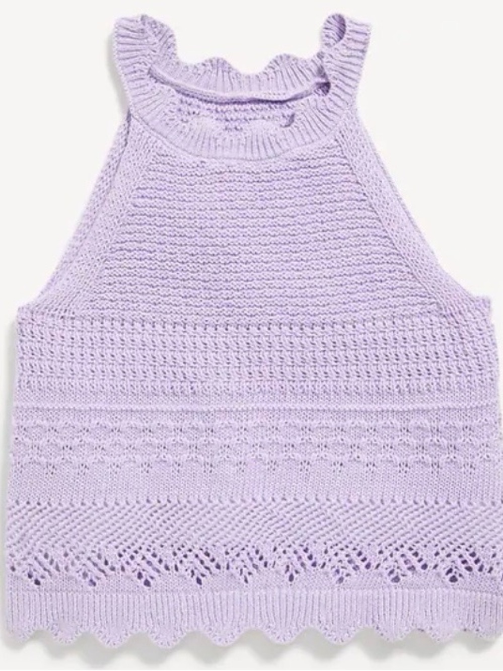 Old Navy Light Lavender Crochet Knit Halter Top girls size small (6)